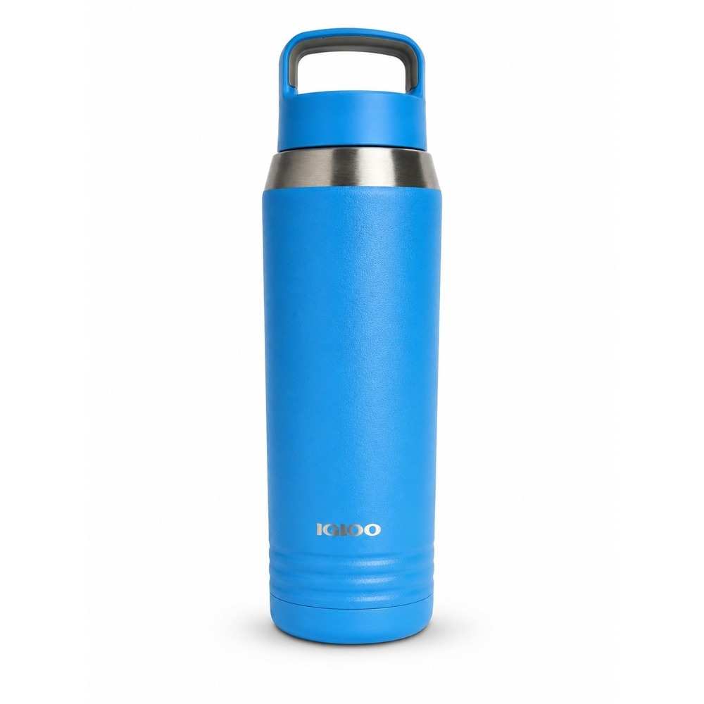 Igloo 36 Oz Insulated Stainless Steel Water Bottle Blue Screw Top Carry Handle